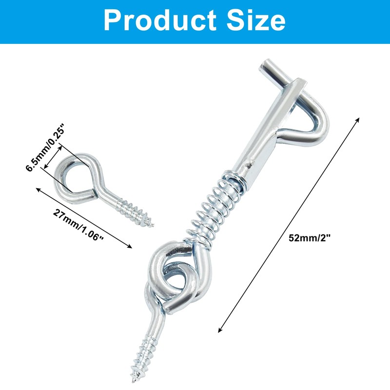 Unlorspy 6Pcs 2 inch Safety Hook and Eye Latch Spring