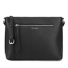 Lloyd Baker London – LAYSA Messenger Bag: Women's Modern Design in 100% Genuine Full Grain Leather- JET BLACK (Black)