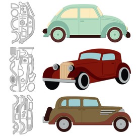 GLOBLELAND 3Pcs Retro Combination Classic Cars Cutting Dies Metal Vintage Cars Vehicle Die Cuts Embossing Stencils Template for Paper Card Making Decoration DIY Scrapbooking Album Craft Decor