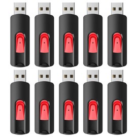 RAOYI 10Pcs 16GB USB Flash Drives Slide Retractable Memory Stick Bulk USB 2.0 Thumb Drive Jump Drive Zip Drive USB Sticks Data Storage Backup for PC Mac (16G, Red)