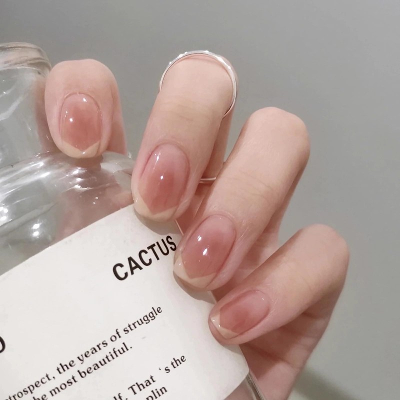 Nail Tip, Short, 24 Pieces, Medium, False Nails, Gradient, Pink,