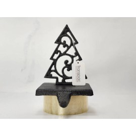 TRANSPAC Cast Iron Christmas Tree without Star Stocking Holder, 6.75 in
