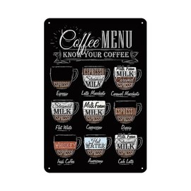YOYI ART Coffee Bar Sign - Metal Tin Vintage Menu Sign for Home Bar, Farmhouse and Kitchen Wall Decor, Gift for Coffee Lovers, 8 x 12 inch