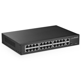 MokerLink 24 Port PoE Switch, 2 Gigabit Uplink, 300W IEEE802.3af/at, VLAN & Extend, Metal Rackmount Unmanaged Plug and Play Ethernet Switch