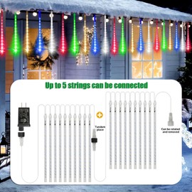 LAMPHOME Christmas Lights Outdoor,12-inch LED Meteor Shower Icicle Lights, 10 Tubes 240 LED String Lights. Waterproof Plug, Shower Rain for Xmas Tree Yard House Decor Multi-Colored