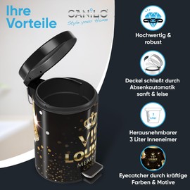 Sanilo Cosmetic Bin 3 L with Soft-Close Mechanism, Many Bathroom Bins to Choose From, Waste Bin with Inner Container for Any Bathroom (VIP Lounge)