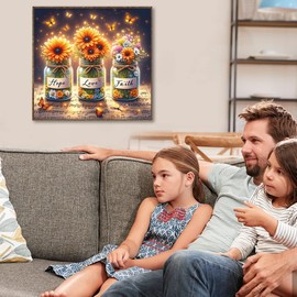 Wishing Bottle Diamond Art Kits for Adults,Flower Diamond Art Diamond Painting Kit,5D Diamond Painting DIY Full Drill Diamond Dots Diamond Painting with Tools,Gem Craft for Home Wall Decor 13.7x13.7in