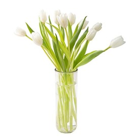 KaBloom Bouquet of Fresh White Tulips with Vase (Farm-Fresh, Cut-to-Order and Homegrown in the USA)