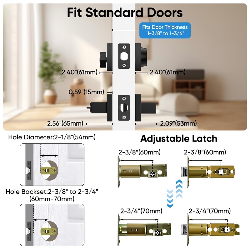 Exterior Door Handle and Deadbolt Set, 1 Pack, 6 Same