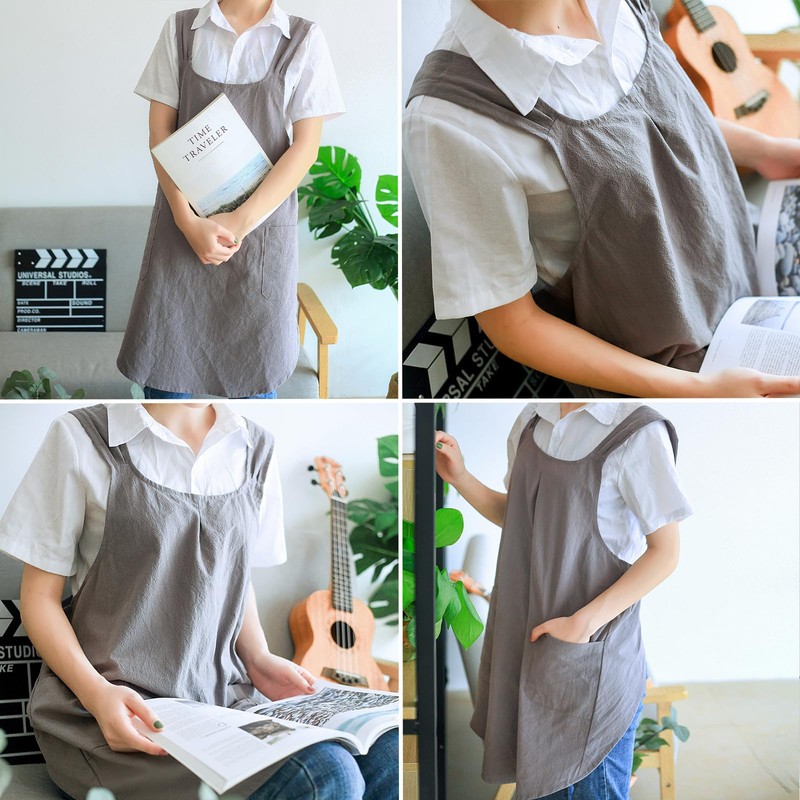 TOPTIE Cotton and linen Apron for Women, Cross Back Kitchen