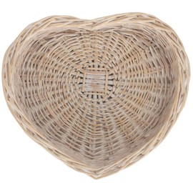 Red Hamper PT075, Large White Wash Heart Shaped Wicker Tray, One Size
