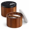 Singhoow 2 Pcs Acacia Wood Salt Cellar with Marble Lid