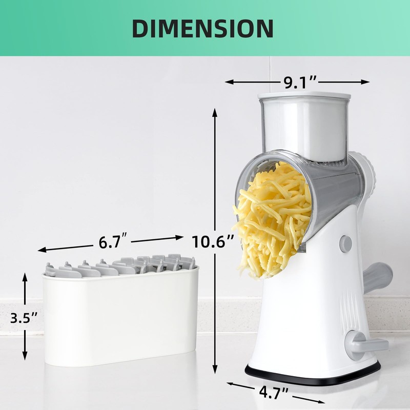 REDPANT 5 in 1 Rotary Cheese Grater, Manual Hand Crank