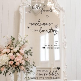 MXAEUK Welcome to Our Love Story Wedding Decals, Selfie Mirrors Decals for Wedding Party, DIY Party Supplies Quote Stickers for Mirrors Wall Entry Decor
