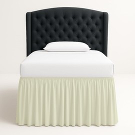 Cottingon Dorm Bed Skirt Twin XL 46" with Split Corners, 100% Microfiber Soft and Stylish, College Room Essential, Extra Long Dust Ruffle for Extended Beds, Ivory