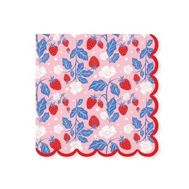 Bonjour Fête Strawberry Large Paper Party Napkins | 3-Ply Napkins for Summer Holiday Parties | Premium Lunch Napkins Party Table Decor | Party Supplies Decorations | Pack of 20, 6.5" Folded
