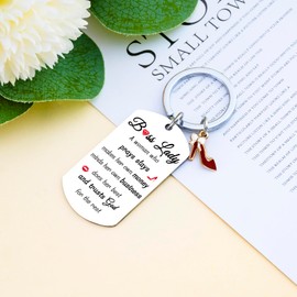 FAFQBING Boss Lady Gifts for Women Best Boss Gifts for Women Bosses Keychian for Employee Funny Office Gift Manager Present for Woman Leadership Keychian Birthday Christmas Ideal Gift for Her