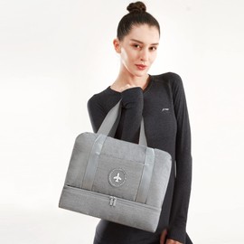 FANDARE Sports Bag Travel Bag Shoulder Bag Hand Luggage Weekender Backpack Women Men for Overnight Beach Handbag Cosmetic Bag Outdoor Camping Swimming Training with Shoes Compartment, gray