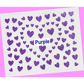 Black Glitter Sweet Heart 3D Self-Adhesive Nail Art Sticker Purple for Nails Design Nail Art Stickers Decals Supplies Manicure Tips Sticker Colorful for Nail Decorations
