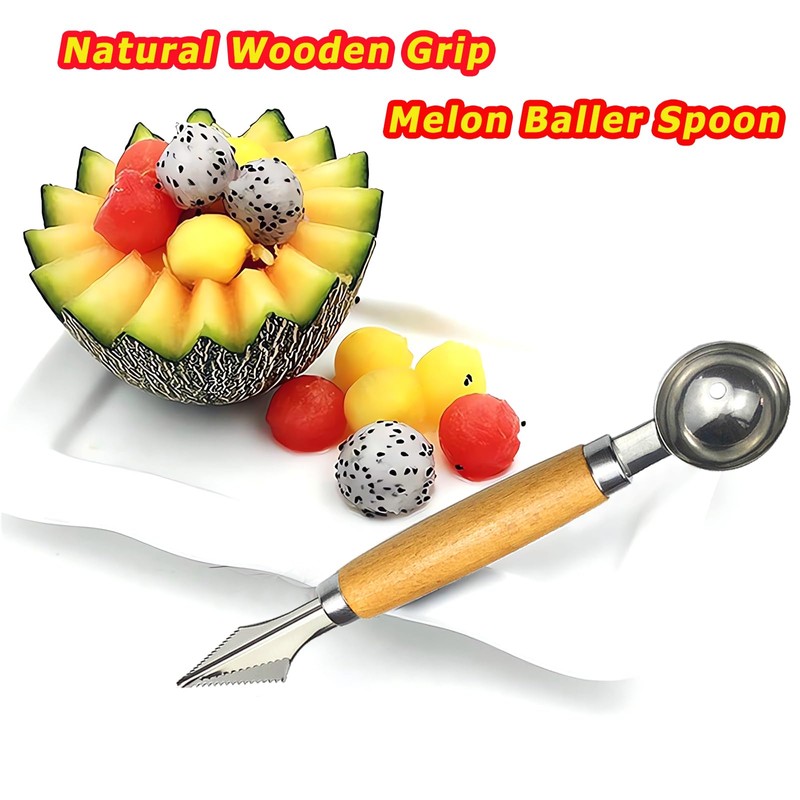 Melon Baller Scoop Stainless Steel Double-Ended Melon Baller Set with