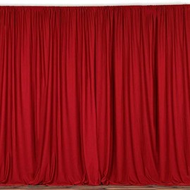 New Creations Fabric & Foam Inc, Polyester Poplin Backdrop Drapes Curtain Panel/Curtain Room Divider (Red, 10 Feet Wide x 9 Feet High Single Panel)