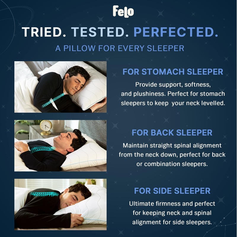 felo Feather Down Pillow Queen Size, CloudFusion Goose Down Pillow