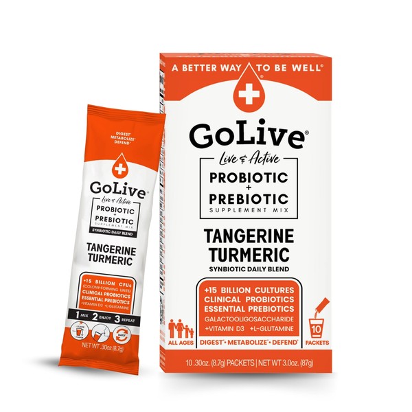 GoLive Prebiotic and Probiotic for Women, Men, Kids. Tangerine Turmeric