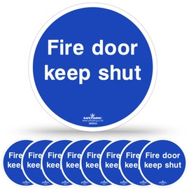 SAFETYKING® 8 x Fire Door Keep Shut Stickers 78mm Diameter | Fire Door Keep Shut Sign | Fire Door Stickers | Fire Door Signs | Fire Door Keep Shut