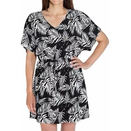 Black & White Mario Serrani Womens Floral Swim Beach Print Cover-Up (Black/White, Medium) NWT