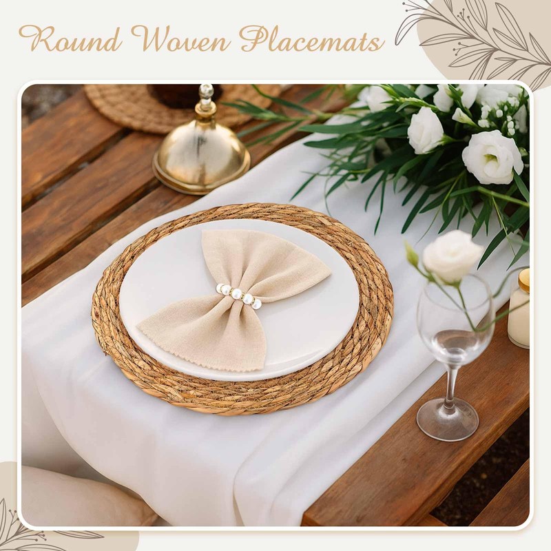 Gandeer 50 Pcs 13 Inch Round Woven Placemats with 50