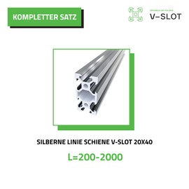 V Slot 2040 Silver Length 200-2000 mm V Type Anodised Linear Schine for 3D Printers Prusa Ender, CR-3, AM-8, Aluminium Profile Ideal for Building Hobby CNC Machines, Laser Plotters (200 mm)