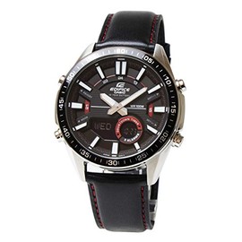 Casio EFV-C100L-1A Chronograph Calendar, Black, Genuine Leather, Leather Strap, Analog, Digital, Business Watch, Sports Watch, Waterproof, Stopwatch