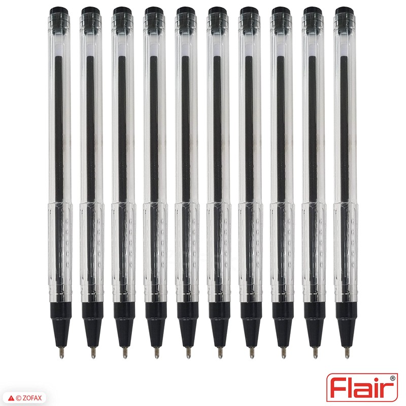 FLAIR FX 10 x 1.0mm Tip Dark BLACK Ballpoint Pens