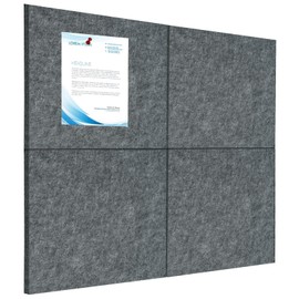 Cork Felt Board Tiles, 12"x12" - 1/2" Thick - 4PCS Cork Boards for Walls Felt Wall Tiles Bulletin Board Self Adhesive Corkboards for Office Home Kitchen School Decor, Grey