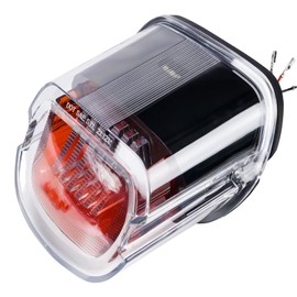 USOHAWLK LED Brake Tail Light with 3D Sequential Turn Signals for Motorcycle Fit for Sportster Dyna Low Rider Electra Glide Road King Softail, Clear