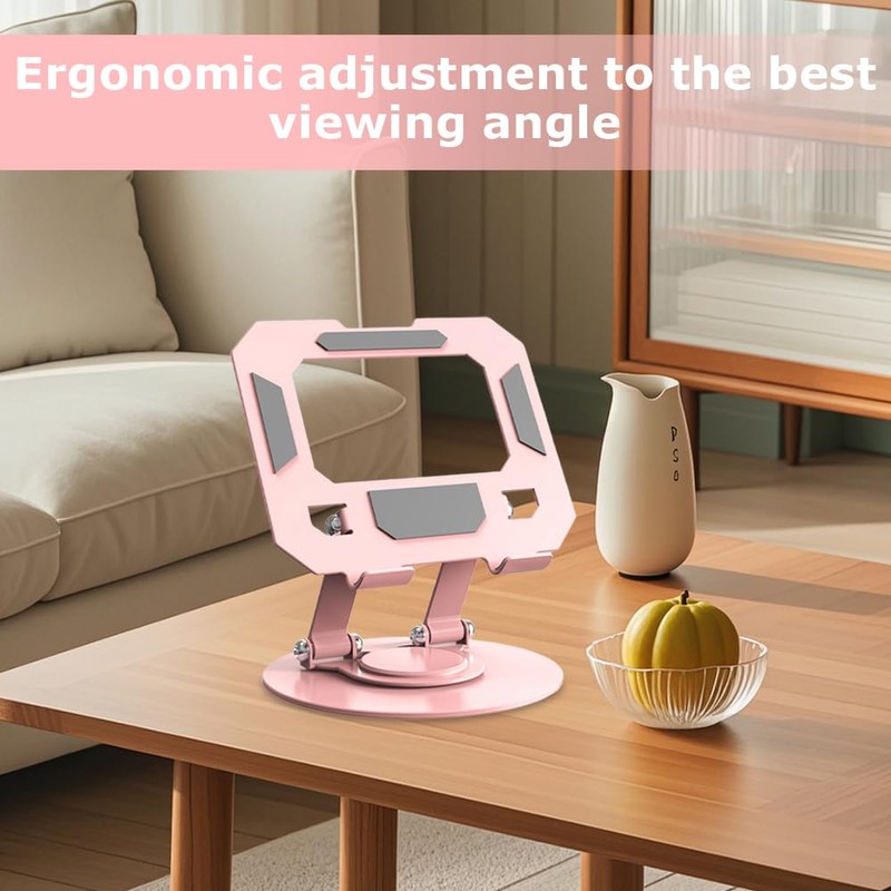 Tablet Desk Stand with 360° Rotating Base, Ergonomic Adjustable Notebook