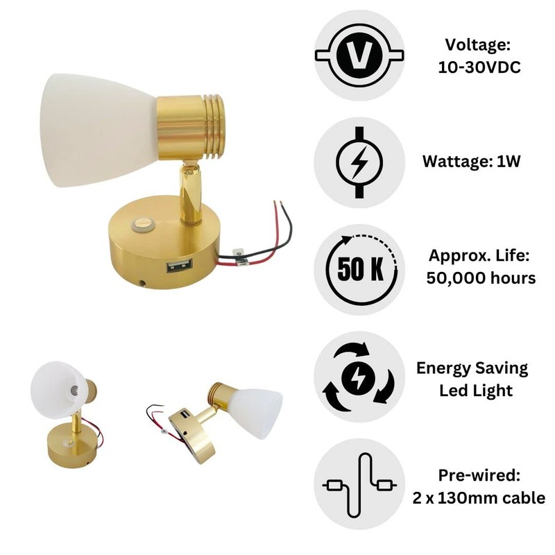 MARVIX LED Reading Light 12V 24V Spotlight Touch Control Dimmer