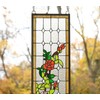 10" x 35.5" Handcrafted Hanging Stained Glass Window Panel Rose