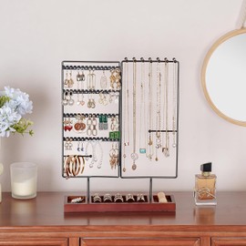 ProCase Soporte para Joyas, Organizador Exhibidor Joyero Estante de 6 niveles con 144 Agujeros de Aretes Pendientes con Bandeja para Anillos Collares -Negro