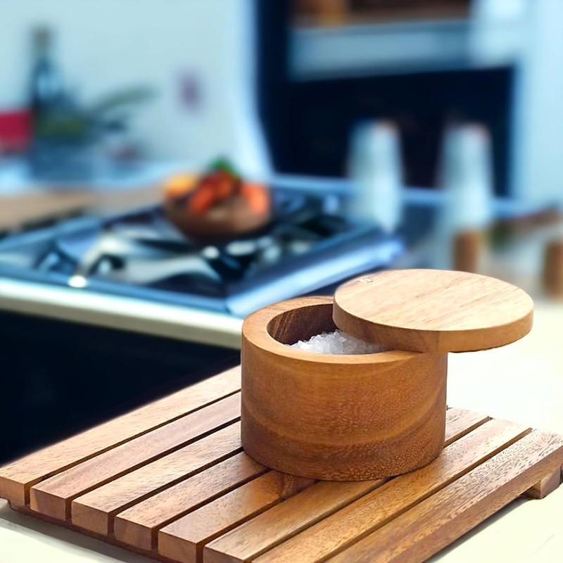IBLAY Wooden Salt Box for Kitchen or Dining Table Spice