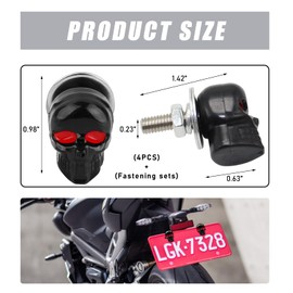 KVAEY 4 PCS Skull License Plate Screws Fastener Kit, Decorative Car License Plate Frame Fasteners, Universal Anti Theft License Plate Bolts Fit for Most Vehicle, Car Accessories (Black)