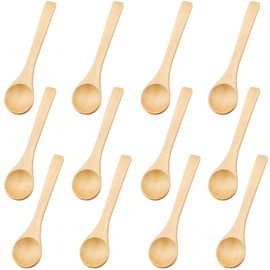 oupados Pack of 12 Small Wooden Spoons Wood Honey Teaspoon Wooden Kitchen Spoons for Spice Condiments, Coffee Tea Sugar Salt Jam Dessert Ice Cream Spoons, 13x3CM