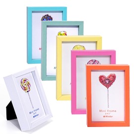 Winlor Small Picture Frames, Mini Size Baby Photo Frame, 2x3'', Set of 6, For Tabletop Home Decor, Polaroid Picture Frame with Soft Magnet, Cute Refrigerator Magnets, Mix Colors