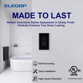 ELEGRP 3 Way Decorative Light Switch, 15Amp, 120/277 Volt, AC Decora Rocker Paddle Wall Switch Replacement, Self-Grounding, Residential and Commercial Grade, UL Listed (10 Pack, Glossy Black)