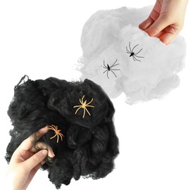 GRUPO CARNAVALLIA Telarañas Blanca y Negra Decoración Halloween Dia Muertos Telarañas Extensibles Grandes Gigantes, Telarañas Espeluznantes para Decor