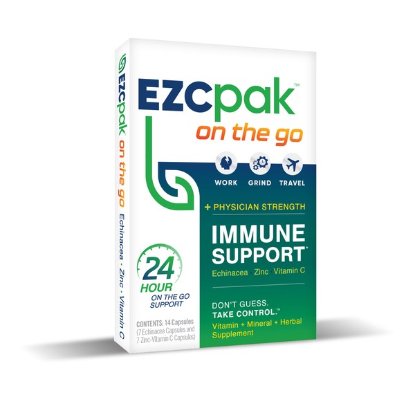 EZC Pak On The Go Immune System Booster with Echinacea, Vitamin C and Zinc for Immune Support