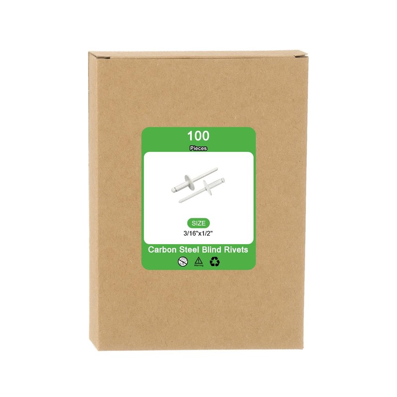 sourcing map 100Pcs 3/16"x1/2" Large Flange Head Blind Rivets, Zinc-Plated