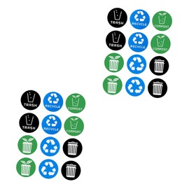 Operitacx Pack of 24 Rubbish Sorting Stickers, Round Recycling Signs, Rubbish Symbol Stickers, Compost and Rubbish Labels, Bin Stickers, Wheelie Bin Labels, Waterproof Recycling