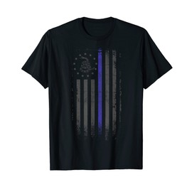 Gadsden Flag, Betsy Ross, Thin Blue Line, Tactical Black T-Shirt