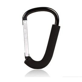 BeiLan D Shape Large Buggy Carabiner Hook,Pram Pushchair Stroller Clip,Shopping Accessories Bag Holder Hook,16cm(6.3") Black